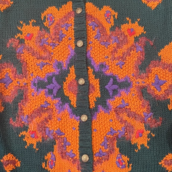 Evan Picone Vintage Knitted by Hand Fall Cardigan Sweater - Small - Picture 6 of 7